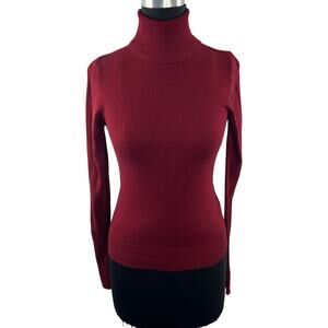 Stradivarius Burgundy Sweater Knit Ribbed Turtleneck Pullover Size Medium M